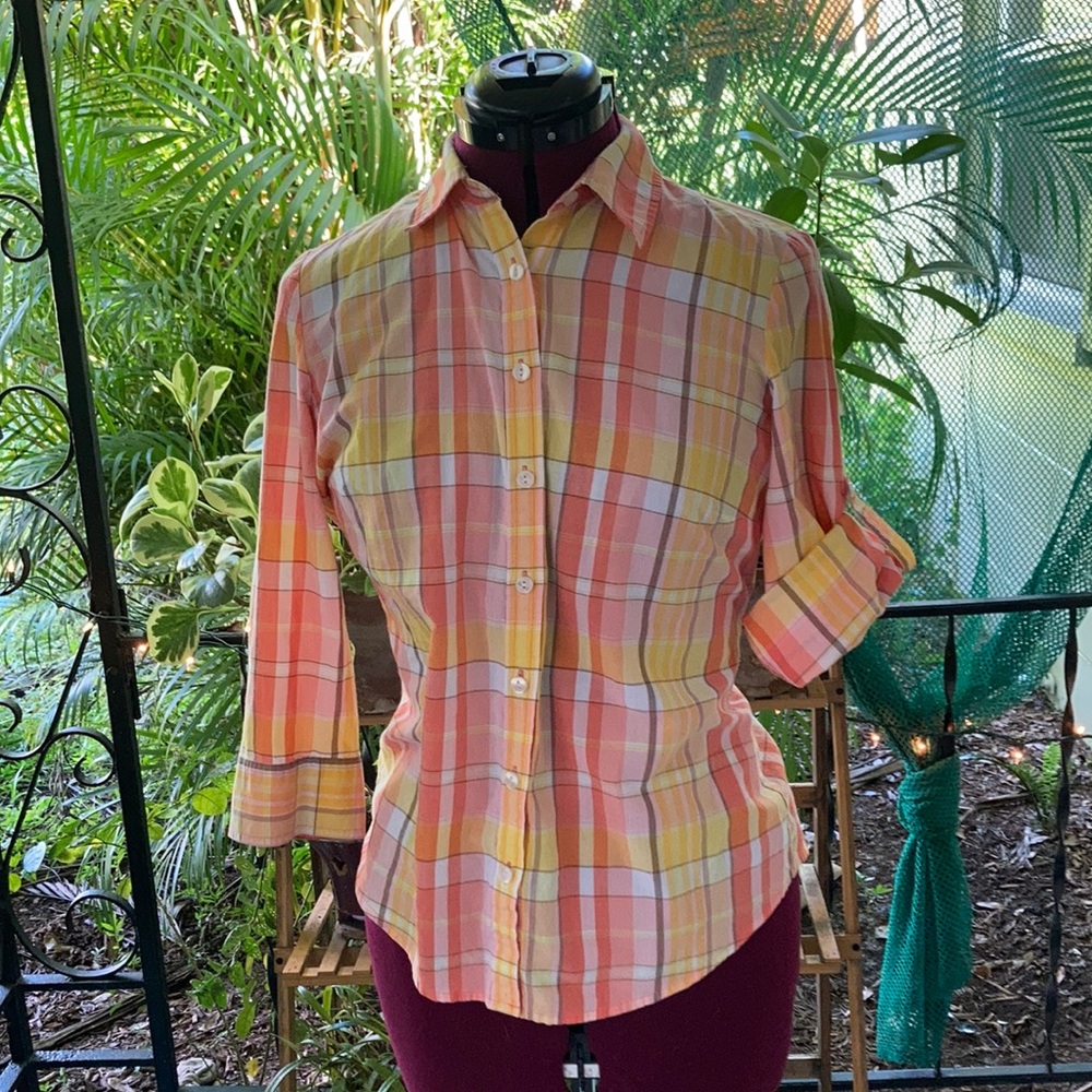 Izod button front plaid shirt